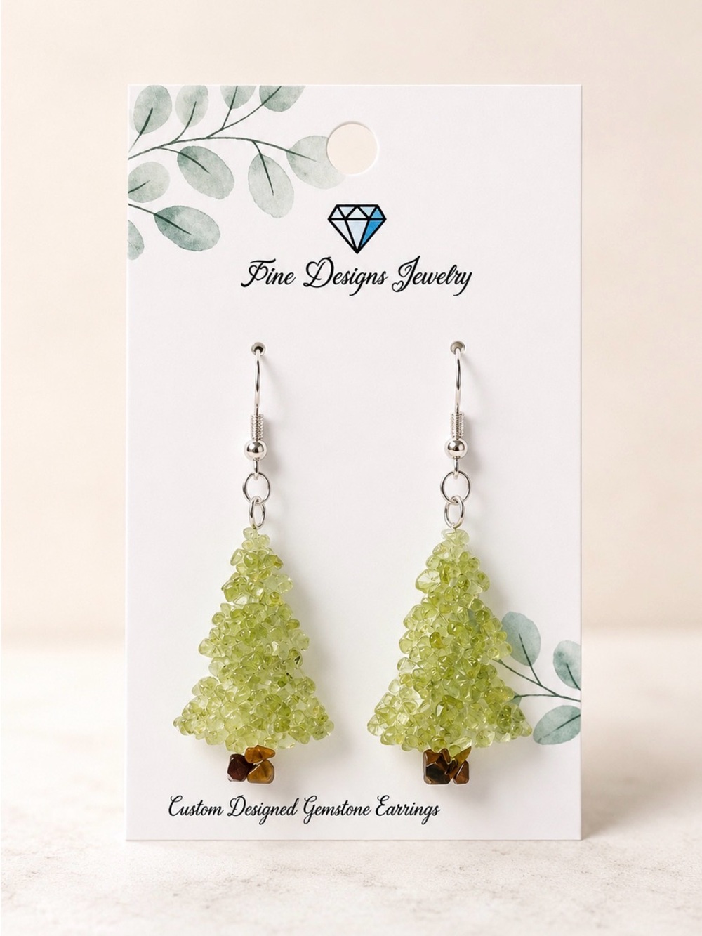 Tiger Eye & Peridot Tree Earrings